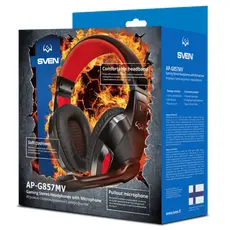 3 - Игровая Гарнитура SVEN AP-G857MV, Проводной аналоговый, Чёрный/Красный