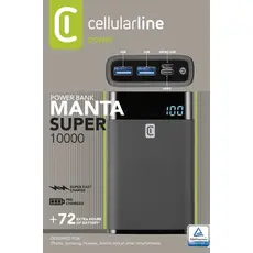 5 - Портативное зарядное устройство Cellularline FreePower MANTA, 10мА·ч,...