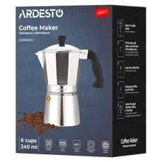 6 - Гейзерная кофеварка Ardesto AR0806AG, Нержавеющая сталь