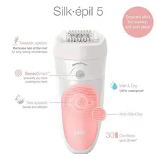 6 - Эпилятор BRAUN SES5620, Белый/Розовый