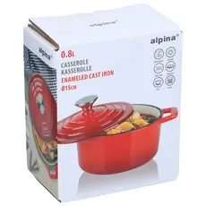 4 - Кастрюля Alpina Cast Iron, 0,8л, 15см, Красный