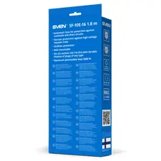 3 - Сетевой фильтр SVEN SF-10E-16, 10 Розеток, 1,8м, Черный