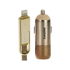 4 - Car Charger Remax, 1xUSB, 3.4A with cable, RCC103, Gold