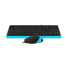 2 - Клавиатура и мышь A4Tech F1010, Проводное, Черный/Синий