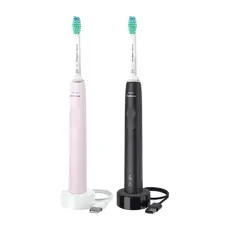 2 - Электрическая звуковая зубная щетка Philips HX3675/15, Чёрный | Розовый