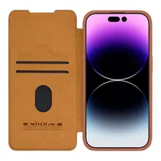3 - Чехол книжка Nillkin iPhone 15 Pro Max - Qin Pro, Коричневый