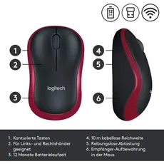 3 - Беcпроводная мышь Logitech M185, Красный