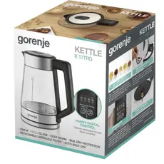 3 - Электрочайник Gorenje K17TRG, Нержавеющая Сталь | Черный