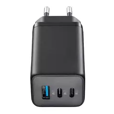 5 - Зарядное устройство Cellularline Wall Charger GAN, 3 Ports, 65Вт, Чёрный