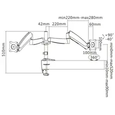 3 - Table/desk stand for 2 monitors Reflecta FLEXO DeskPro 27-1010D...
