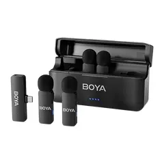 5 - Портативный записывающий микрофон Boya BY-V4 + 4VU, Беспроводной, Черный