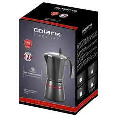 4 - Гейзерная кофеварка Polaris PRO collection-6C, Чёрный