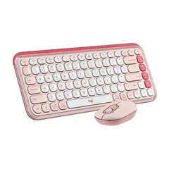 2 - Клавиатура и мышь Logitech POP ICON Combo, Беспроводное, Rose | White