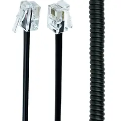 4 - Telephone handset spiral cord, RJ10 (4P4C), 2 m, чёрный, TC4P4CS-2M