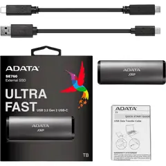 6 - Внешний портативный SSD накопитель ADATA SE760, 512 GB, Чёрный...