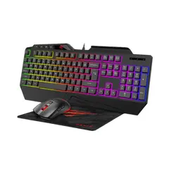 4 - Клавиатура, мышь и коврик для мыши Havit KB889CM, Проводное, Чёрный
