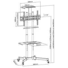 3 - Мобильная стойка для телевизора Reflecta TV Stand 70VCE-Shelf, Чёрный