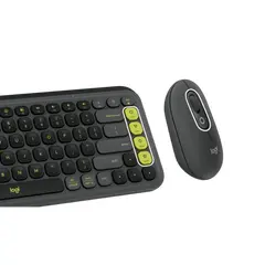 3 - Клавиатура и мышь Logitech POP ICON, Беспроводное, Графит | Зеленый