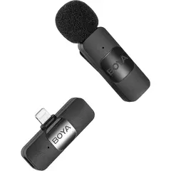 5 - Портативный записывающий микрофон Boya BY-V1, Беспроводной, Черный