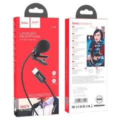 3 - Портативный записывающий микрофон Hoco L14 Type C, USB, Чёрный