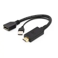 2 - Видеоадаптер Cablexpert A-HDMIM-DPF-01, HDMI (M) - DisplayPort, USB...