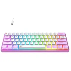 5 - Клавиатура Havit KB877L, Проводное / беспроводное, Фиолетовый/Белый