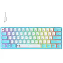 6 - Клавиатура Havit KB877L, Проводное / беспроводное, Синий/Белый
