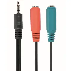 2 - Аудио адаптер Cablexpert CCA-417, 3.5mm 4-pin (M) - 2x 3.5mm 3-pin...