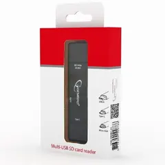 4 - Кардридер Gembird UHB-CR3IN1-01, USB Type-C, Чёрный