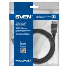 5 - Видеокабель SVEN SV-015473, HDMI (M) - HDMI (M), 1,8м, Чёрный