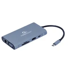 4 - Видеоадаптер Cablexpert A-CM-COMBO7-01, USB Type-C - LAN, VGA, HDMI,...