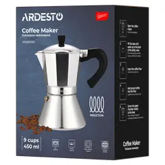 6 - Гейзерная кофеварка Ardesto AR0809AI, Нержавеющая сталь