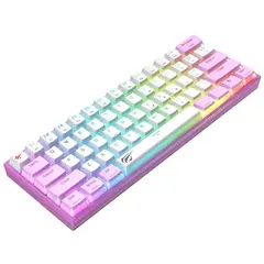 6 - Клавиатура Havit KB877L, Проводное / беспроводное, Фиолетовый/Белый