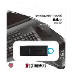 6 - USB Flash накопитель Kingston DataTraveler Exodia, 64Гб, Черный/Синий