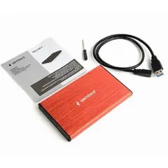 5 - 2.5" SATA HDD External Case miniUSB3.0, Aluminum Red, Gembird...