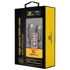 2 - Blister retail HDMI to HDMI with Ethernet Cablexpert "Premium...