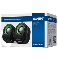 5 - Компьютерные колонки 2.0 SVEN "290", Черный/Зеленый