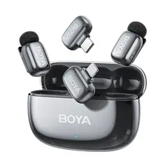 4 - Портативный записывающий микрофон Boya mini 2-01, Беспроводной, Серый