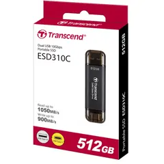 4 - Внешний портативный SSD накопитель Transcend ESD310C, 512 GB, Чёрный...