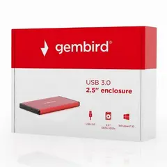 3 - 2.5" SATA HDD External Case miniUSB3.0, Aluminum Red, Gembird...