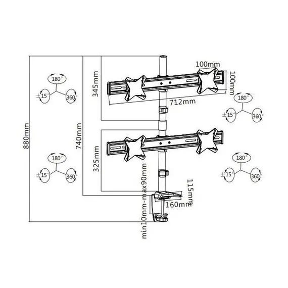 4 - Table/desk stand for 4 monitors Reflecta PLANO DeskStand 23-1010 Q,...