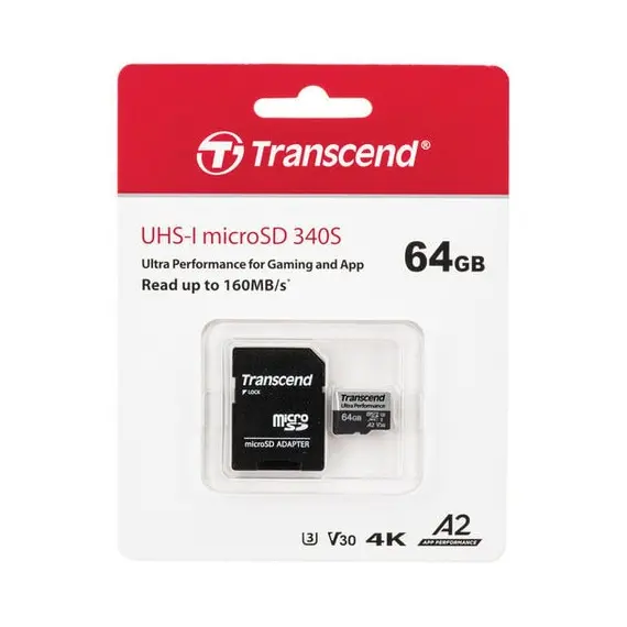 3 - ..64GB MicroSD (Class 10) UHS-I (U3),+SD adapter, Transcend...