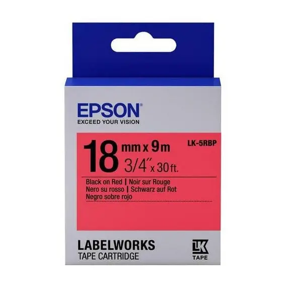 2 - Tape Cartridge EPSON LK5RBP; 18mm/9m Pastel, Black/Red, C53S655002