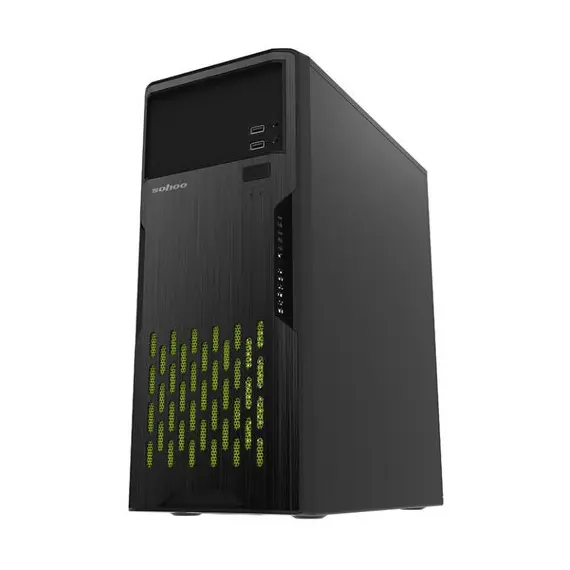 2 - Case ATX 500W Sohoo 2810BG, 2xUSB 2.0, Black-Green, ATX-500W-12cm