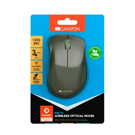 9 - Wireless Mouse Canyon MW-11, Optical, 1200dpi, 3 buttons, Ergonomic,...