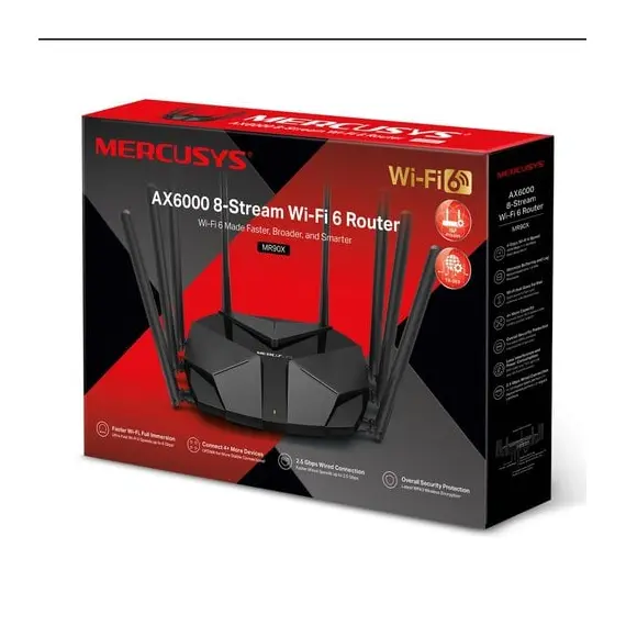 Wi-Fi 6 Dual Band Mercusys Router "MR90X", 6000Mbps, OFDMA, MU-MIMO,...