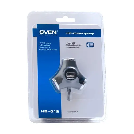 7 - USB 2.0 Hub 4-port SVEN "HB-012", Black