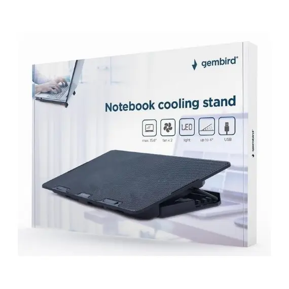 7 - Notebook Cooling Pad Gembird NBS-2F15-02, up to 15.6'', 2x125mm fan,...
