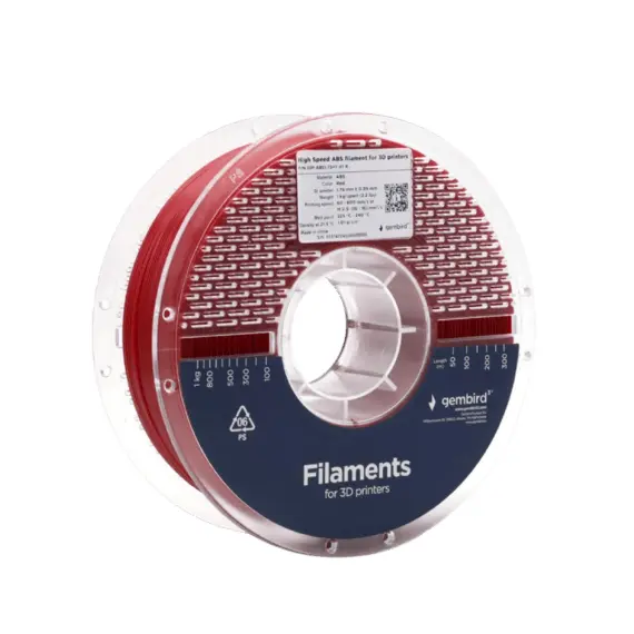 ABS 1.75 mm High Speed Filament Red, 1 kg, Gembird, 3DP-ABS1.75HY-01-R 38580
