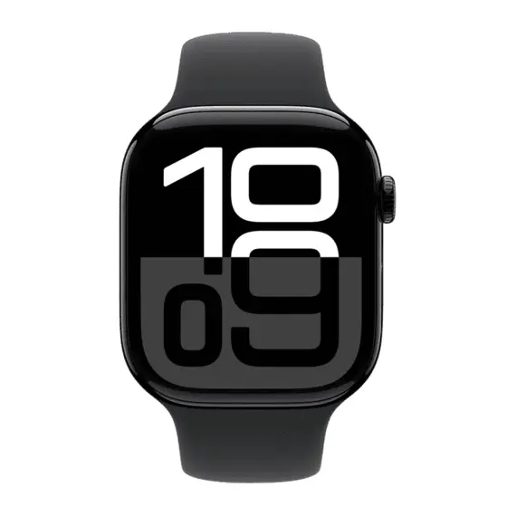 Apple Watch Series 10 GPS, 46mm Jet Black Aluminium Case with Black Sport...